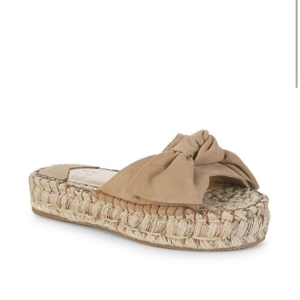 Alex + Alex Tan Suede Bow Espadrille Slip-on Sandals Sz 9.5